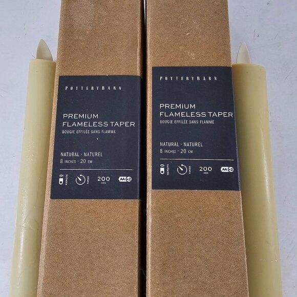 Pottery Barn Premium Flameless Taper Candles Lot Of 2 Natural 8” FLAW - Picture 2 of 13